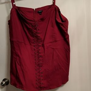 Torrid size 6 dark red cami with lace up front